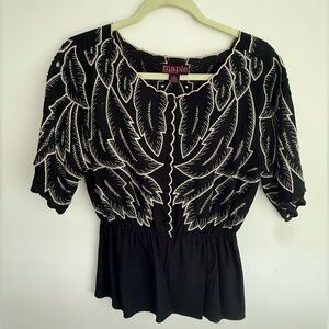 Anthropologie “Maple” Brand Feather Print Women's Top